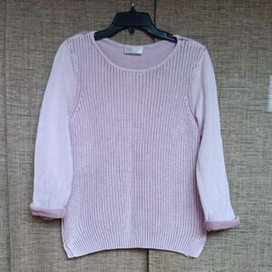 Women's Washed Pink Cotton Sweater